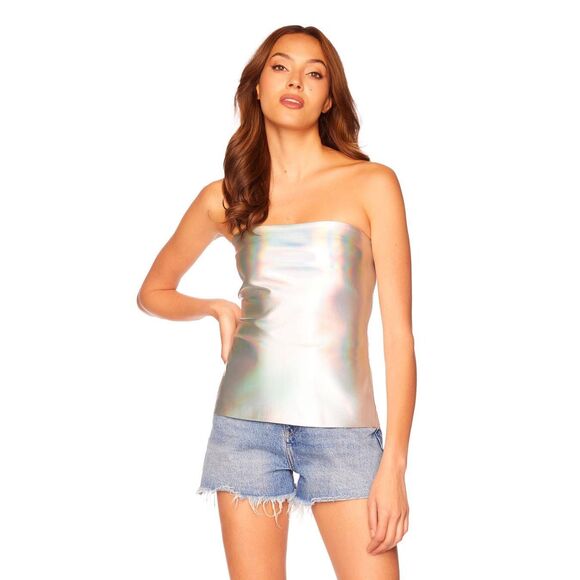 Susana Monaco Faux Leather Tube Top - Picture 1 of 7